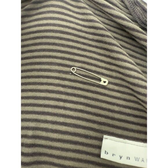 Bryn Walker Size L Long Open Cardigan Belted Black Gray Stripe Lagenlook Stretch - Picture 7 of 13